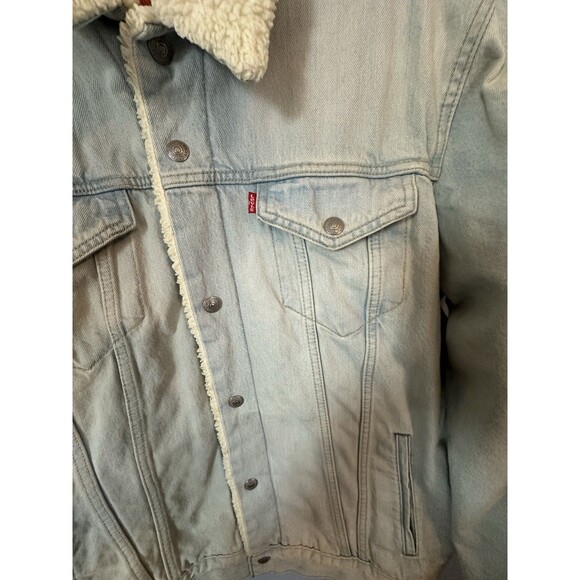 Vintage Levis Jacket Mens 2XL Blue Sherpa Lined Denim Trucker 90s USA Made - Picture 5 of 14